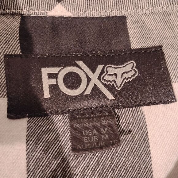 FOX Racing flannel shirt womens M Medium black check plaid long sleeve button - Picture 7 of 11